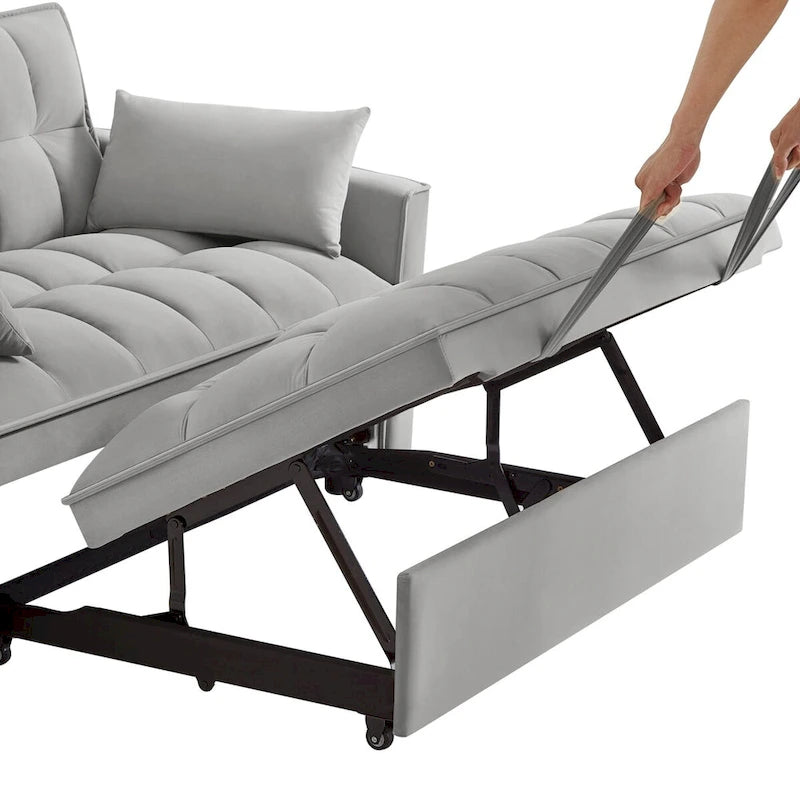 Loveseat-Schlafsofa 4-in-1 mit Armlehnen und Aufbewahrungstaschen, multifunktionales getuftetes Ausziehsofa mit verstellbarer Rückenlehne