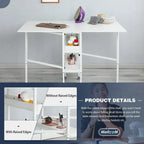 Table de bricolage réglable en hauteur avec étagères de rangement, table de découpe pliante mobile pour bureau à domicile, salle de couture ou atelier créatif