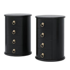 No Assembly Solid Wood End Table, Vintage Round Side Drawers Table