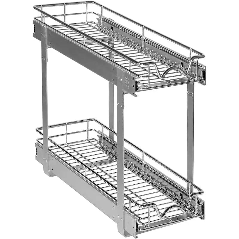 Ausziehbarer Schrankorganizer, 2 Ebenen, robustes Metall mit eingeschränkter lebenslanger Garantie – rostfreie Chromoberfläche