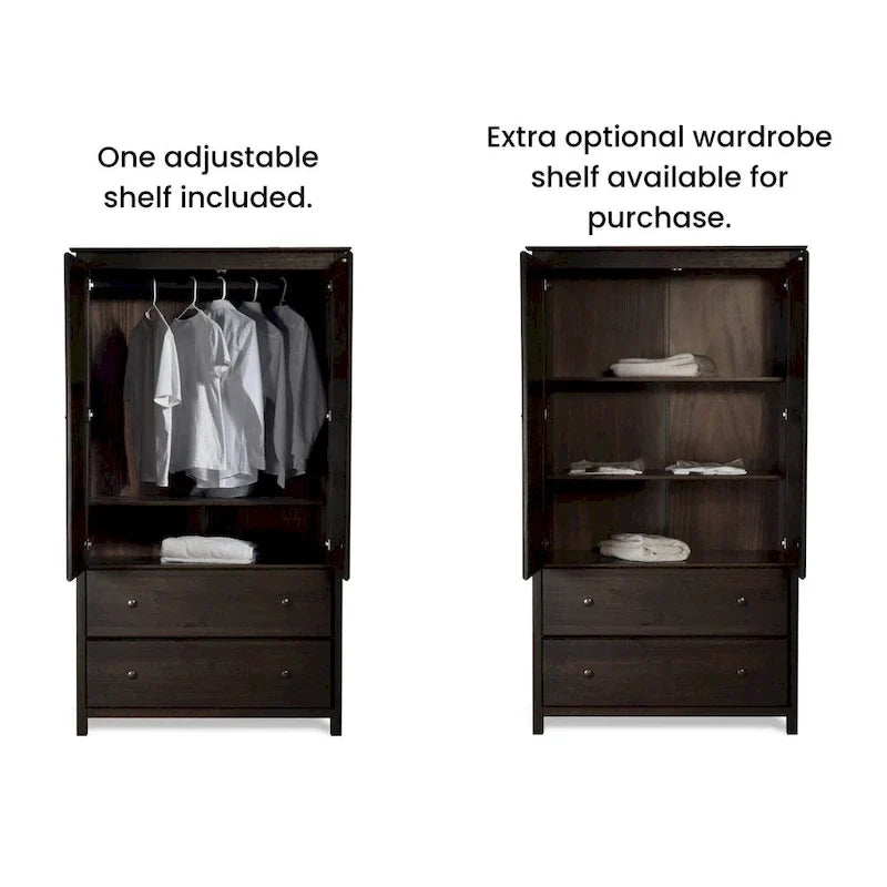Kleiderschrank aus Massivholz mit 2 Türen – 41 x 72 x 22
