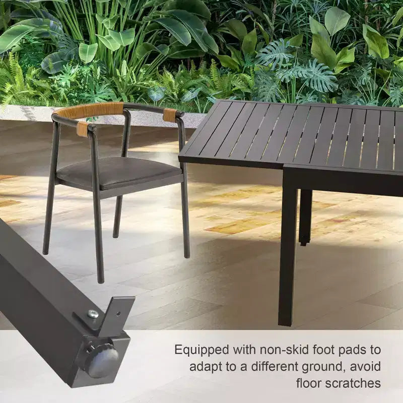 Okak Esstisch aus Aluminium, ausziehbarer Terrassentisch, Küchentisch für das Esszimmer
