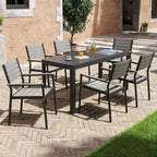 5/7-teiliges Aluminium-Essset für die Terrasse mit stapelbaren Stühlen und ausziehbarem Tisch