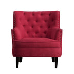 Moser Bay Mignon Velvet / Linen 30 Wide Tufted Wingback Accent Chair