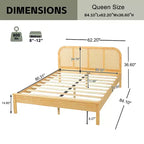 Christopher Knight Home Callahan modern boho houten bedframe met lattenbodem en rotan hoofdbord