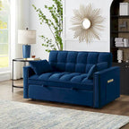 Loveseat-Schlafsofa 4-in-1 mit Armlehnen und Aufbewahrungstaschen, multifunktionales getuftetes Ausziehsofa mit verstellbarer Rückenlehne
