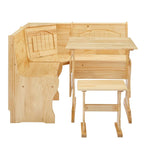 MUSEHOMEINC 3-teiliges Frühstücks-Esszimmerset im traditionellen Stil aus Massivholz mit Seitenbank und verstecktem Stauraum