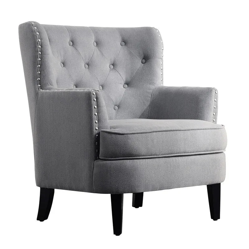 Moser Bay Mignon Velvet / Linen 30 Wide Tufted Wingback Accent Chair