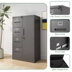 Metal Storage Vertical Filing Cabinet with Lock, Steel File Locker with 4 Drawers