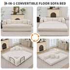 4-in-1 Convertible Sleeper Sofa Bed, 79 Frameless Corduroy Folding Floor Mattress Couch w/ Pillow, No Assembly Loveseat for Small Apartment