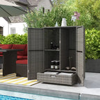 Wicker Outdoor Storage Cabinet, Pool Towel Storage Cabinet