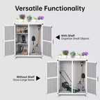 Armoire de rangement extérieur, établi de rempotage – poste de travail de jardin en bois imperméable avec plateau galvanisé, étagères réglables pour cour, terrasse ou pelouse