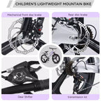 NAYSAYE 20-Zoll-Mountainbike für Kinder mit 7-Gang-Schaltung und Rahmen aus Magnesiumlegierung für Jungen und Mädchen von 8 bis 12 Jahren, 57.09*21.65*29.92