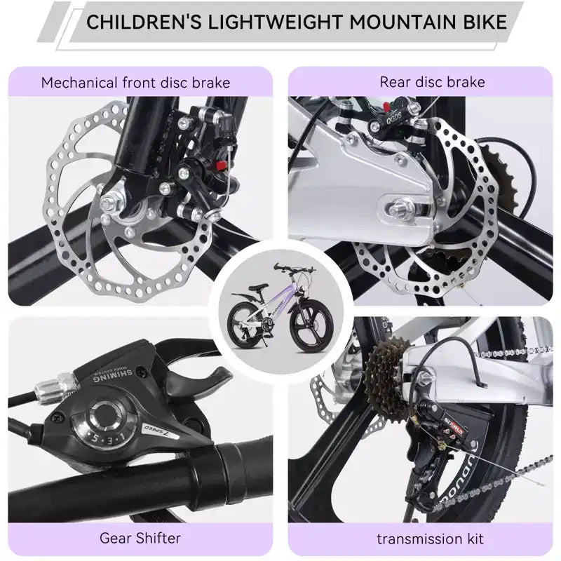 NAYSAYE 20-Zoll-Mountainbike für Kinder mit 7-Gang-Schaltung und Rahmen aus Magnesiumlegierung für Jungen und Mädchen von 8 bis 12 Jahren, 57.09*21.65*29.92