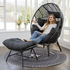 Fauteuil œuf d’intérieur FINCATI, fauteuil œuf d’extérieur supportant 440 lbs, fauteuil œuf surdimensionné avec pouf, fauteuil œuf luxueux et confortable avec repose-pieds