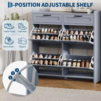 Meuble à chaussures avec 4 tiroirs basculants et 2 tiroirs supérieurs, meuble organiseur à chaussures en bois avec étagère réglable, meubles de rangement à chaussures autonomes