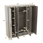 Wood 4-Door Wardrobe Armoire with Hanging Rod, 1-Drawer and Storage Shelves