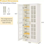Lantine Tall Shoe Cabinet with Doors, 8-Tier Shoe Storage with Adjustable Shelves, Modern Shoe Rack Cabinet for Hallway, Closet, Living Room, White