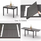 Okak Esstisch aus Aluminium, ausziehbarer Terrassentisch, Küchentisch für das Esszimmer