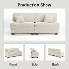 Beige 87 Corduroy Couch with 2 Pillows, Sailboat-Shape Deep Seat Sofa for Living Room, Small Space, Office, Apartment-Morden Fort