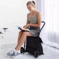 Chariot utilitaire pliable 2-en-1 Acekool avec sac étanche amovible, coussin d’assise épais et poignée réglable antidérapante, noir