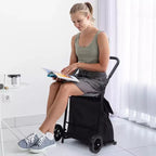 Chariot utilitaire pliable 2-en-1 Acekool avec sac étanche amovible, coussin d’assise épais et poignée réglable antidérapante, noir