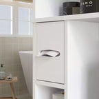 HOMCOM Over the Toilet Storage Cabinet, Modern Above Toilet Bathroom Organizer with 2 Doors, Toilet Paper Holder, Freestanding Space Saver