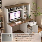 51.18IN Modern Computer Desk with Hutch and Bookshelf, Office Desk with Ample Storage, Writing Desk for Study, Reading Room