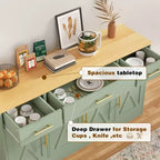 Buffet de rangement Celebalcony, grand meuble de cuisine de 53,4 pouces avec 3 tiroirs et 4 portes, étagère réglable pour la cuisine et le salon