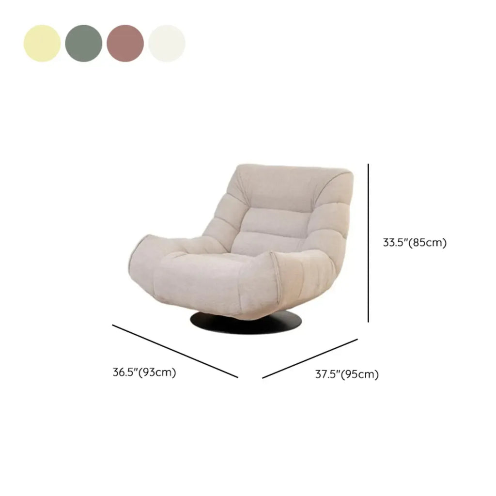 Gele draaibare fauteuil van chenillestof met accent