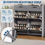 Meuble à chaussures avec 4 tiroirs basculants et 2 tiroirs supérieurs, meuble organiseur à chaussures en bois avec étagère réglable, meubles de rangement à chaussures autonomes