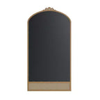 Miroir mural avec cadre en bois en forme d’arche classique sculptée et partie inférieure en rotin, marron, 37 in. W x 71 in. H