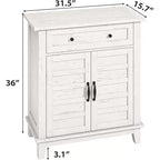 31.5 Rustic Storage Cabinet, with Slatted Doors, 3-Tier Adjustable, Double Door Locker, for Kitchen, Dining Room, and Home Office