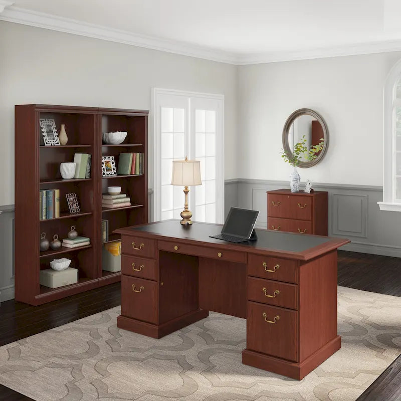 Bush Furniture Saratoga Schreibtisch für Führungskräfte mit Schubladen und Stauraum