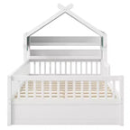 Lit cabane en bois ModernLuxe pour 1 ou 2 personnes avec tête de lit avec rangement, cadre de lit pour enfants en pin massif avec barrières de sécurité