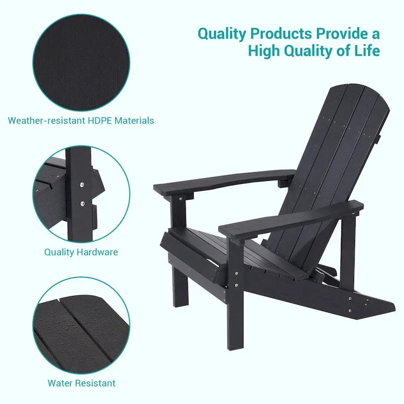 Bonosuki weerbestendige Adirondackstoelen van hout voor buiten, set van 4