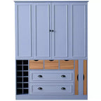 Whisen 71'' Tall Freestanding Kitchen Pantry, Large Dining Storage Cabinet Cupboard Sideboards With 4 Foldable Doors, Shelves, Wine Racks