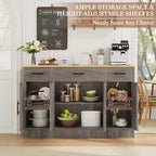 Buffet de rangement Celebalcony, grand meuble de cuisine de 53,4 pouces avec 3 tiroirs et 4 portes, étagère réglable pour la cuisine et le salon