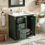 30 Einzelwaschbecken-Badezimmerwaschtisch mit Unterschrank und 3 Schubladen - Schwarz / Blau / Grün / Indigo / Weiß