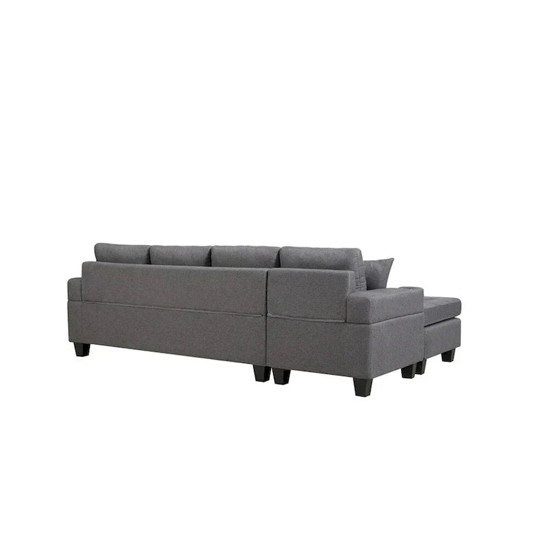 Ecksofa für das Wohnzimmer mit L-förmiger Chaiselongue und Getränkehalter
