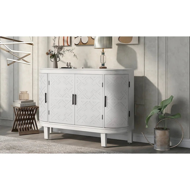 Akzent-Aufbewahrungsschrank Sideboard aus Holz mit Türen mit antikem Muster für Flur, Eingangsbereich, Wohnzimmer und Schlafzimmer