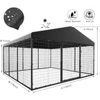 W 118 x D 118 x H 70 grote hondenkennel voor buiten, stevige hondenkooi met waterdicht dak