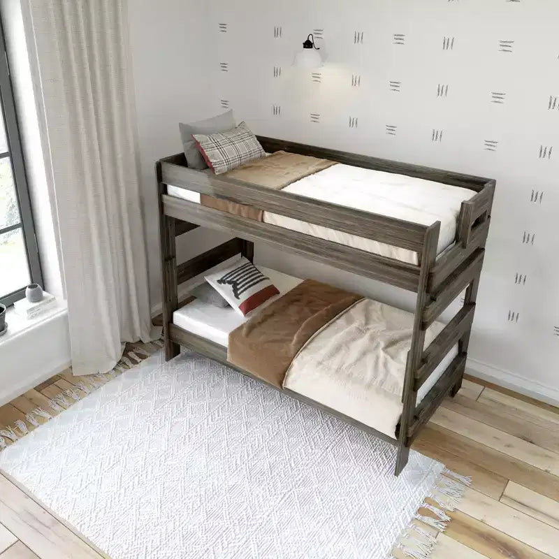 Plank+Beam Solid Wood Farmhouse Twin over Twin Bunk Bed for Adult