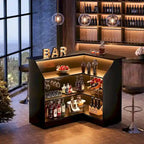 Meuble de bar en L avec porte-verres à pied pour bar à domicile