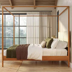 Harbor-Himmelbett in Kingsize mit gepolstertem Kopfteil, Blond/Swiss Coffee (MD2411-01)