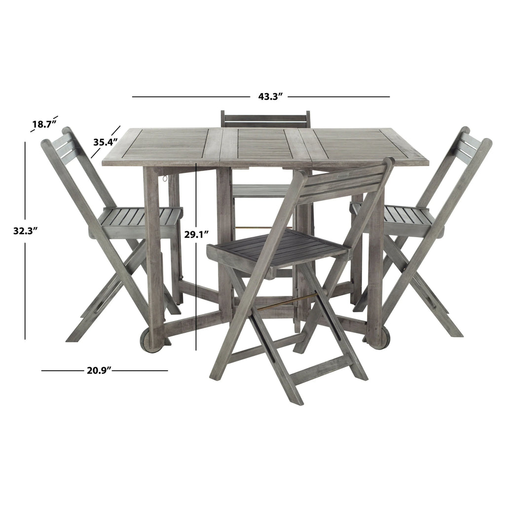 SAFAVIEH Brandy 5-teiliges Outdoor-Esszimmerset – 43 B x 35 T x 29 H