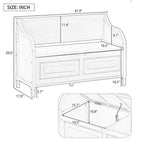 Rustic Solid Wood Entryway Storage Bench with Safety Hinge