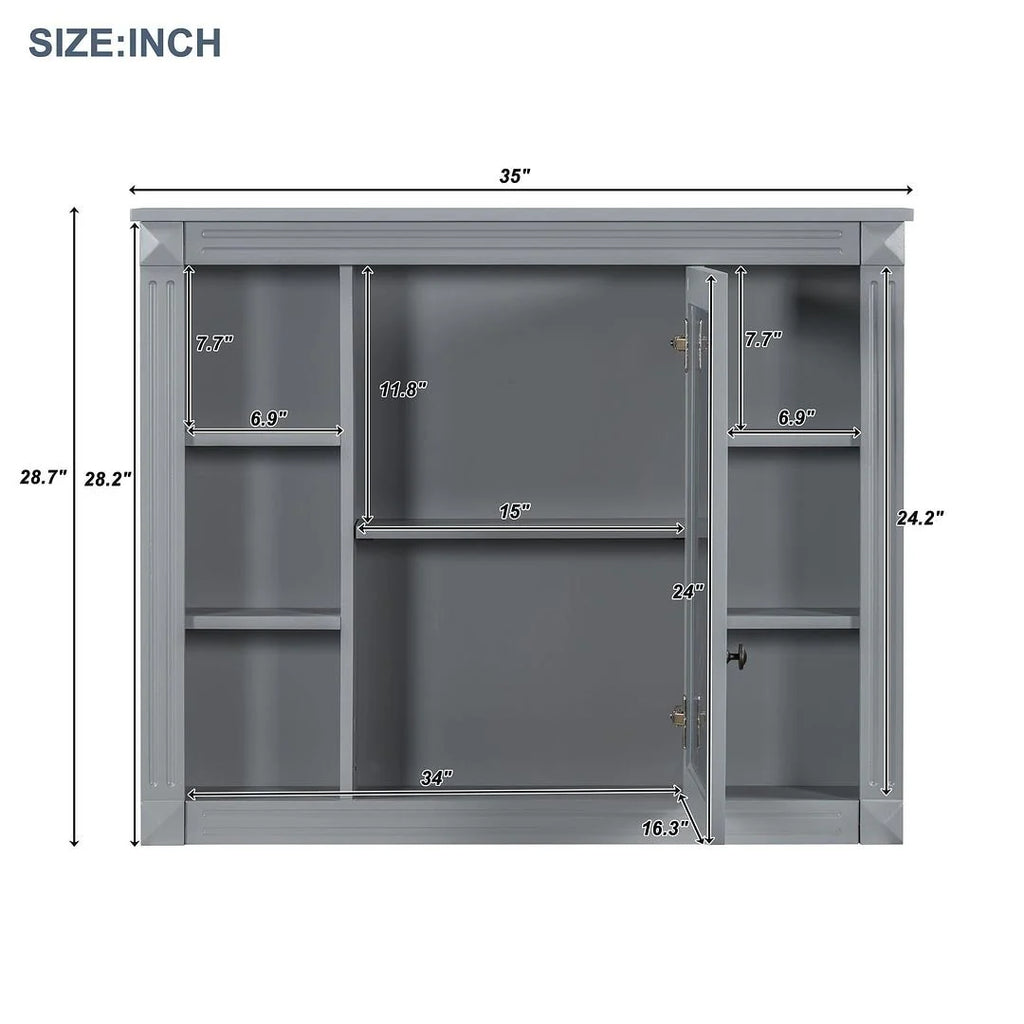 Meuble-lavabo moderne de salle de bains de 36 po avec vasque sur plan, armoire à miroir, 2 portes et 2 tiroirs