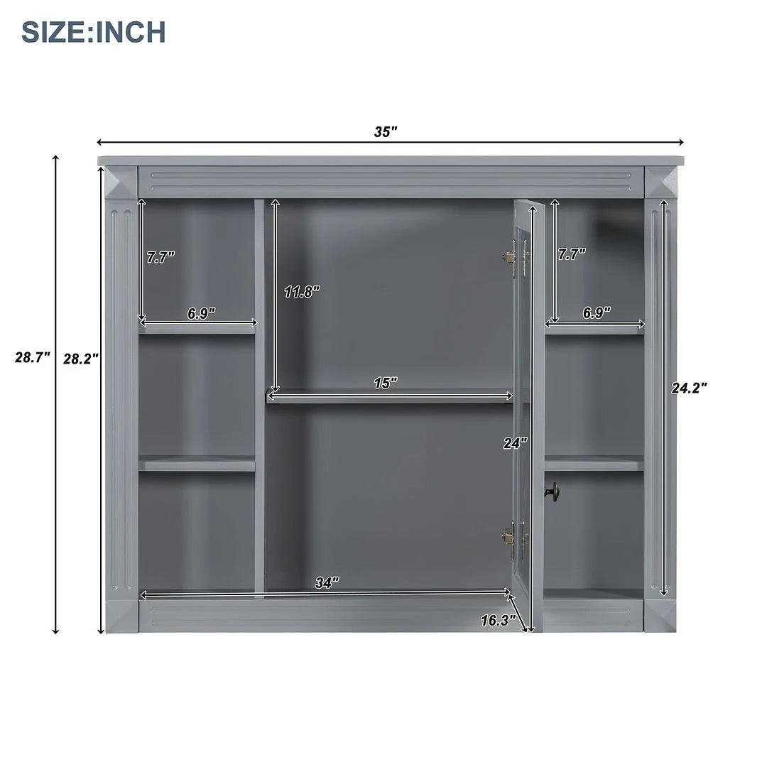Meuble-lavabo moderne de salle de bains de 36 po avec vasque sur plan, armoire à miroir, 2 portes et 2 tiroirs