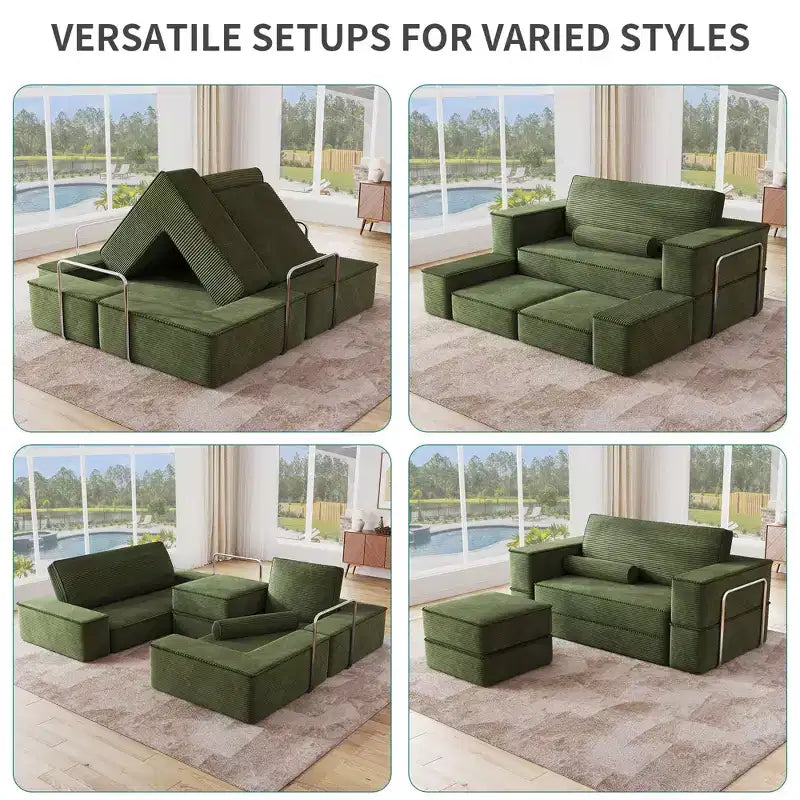 Canapé modulable Cloud convertible, confortable, en velours côtelé, avec assise profonde et coussins hauts, montage facile